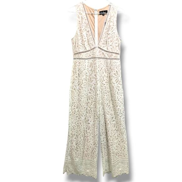 Lulus Pants - Medium Lulus New Ivory Lace Jumpsuit Sleeveless Womens